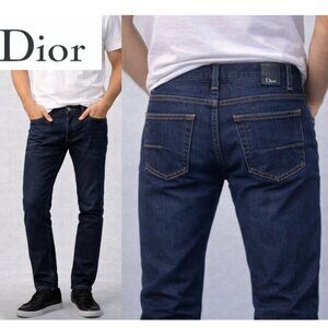 Dior Homme Slim Jeans Size 29 Dark Denim Button Fly Raw Look